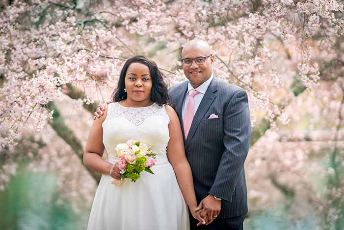 Cherry Blossom Wedding Portrait