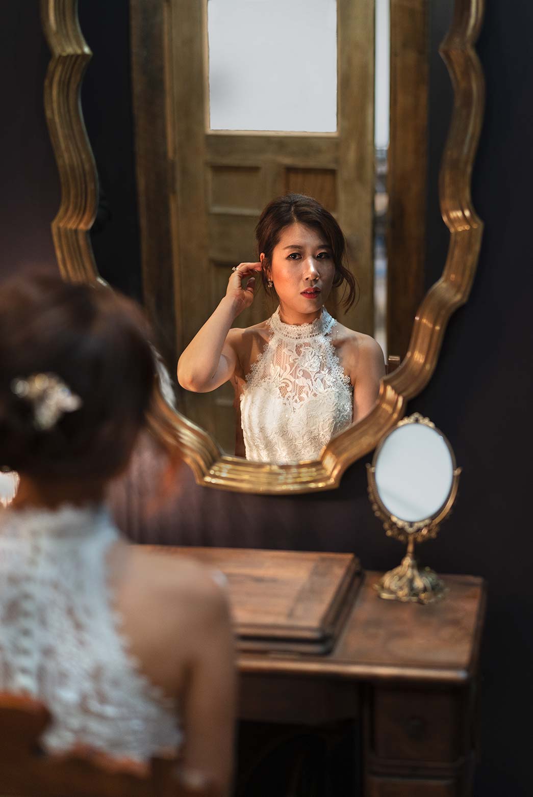 Wedding Preparation at the Mirror