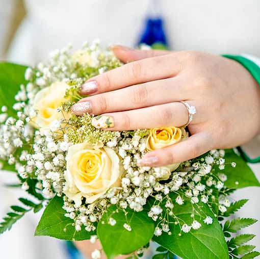 Wedding Ring shot on the bouquet